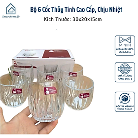 Bộ 6 Cốc Thủy Tinh Red Cherry Cao Cấp 260ml, Ly Chịu Nhiệt - HÀNG CHÍNH HÃNG MINIIN