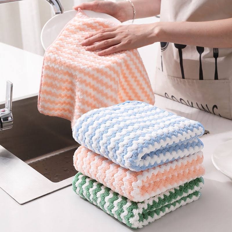 Combo 10 Khăn Lau Bếp Sọc Vằn Thấm Hút Tốt, Không Sổ Lông Rụng Sợi, Khăn Lau Đa Năng Lau Bát, Lau Bếp, Lau Chén