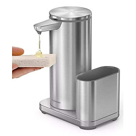 Bình chiết xà phòng cảm ứng kèm caddy để giẻ giửa bát inox mờ Simplehuman