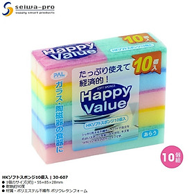 Set 10 miếng mút rửa ly, cốc Happy Value - Hàng nội địa Nhật Bản nhập khẩu chính hãng