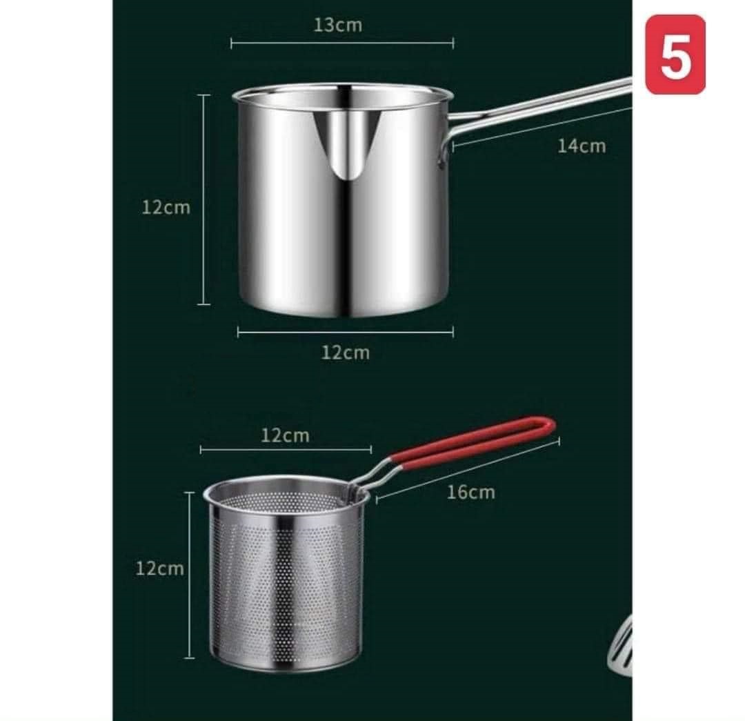 Nồi Chiên Ngập Dầu Mini, Bộ Nồi Chiên Kèm Rổ Chiên Dày Dặn, Tiết Kiệm Dầu, Phù Hợp Với Nhiều Loại Bếp - Hàng Chính Hãng