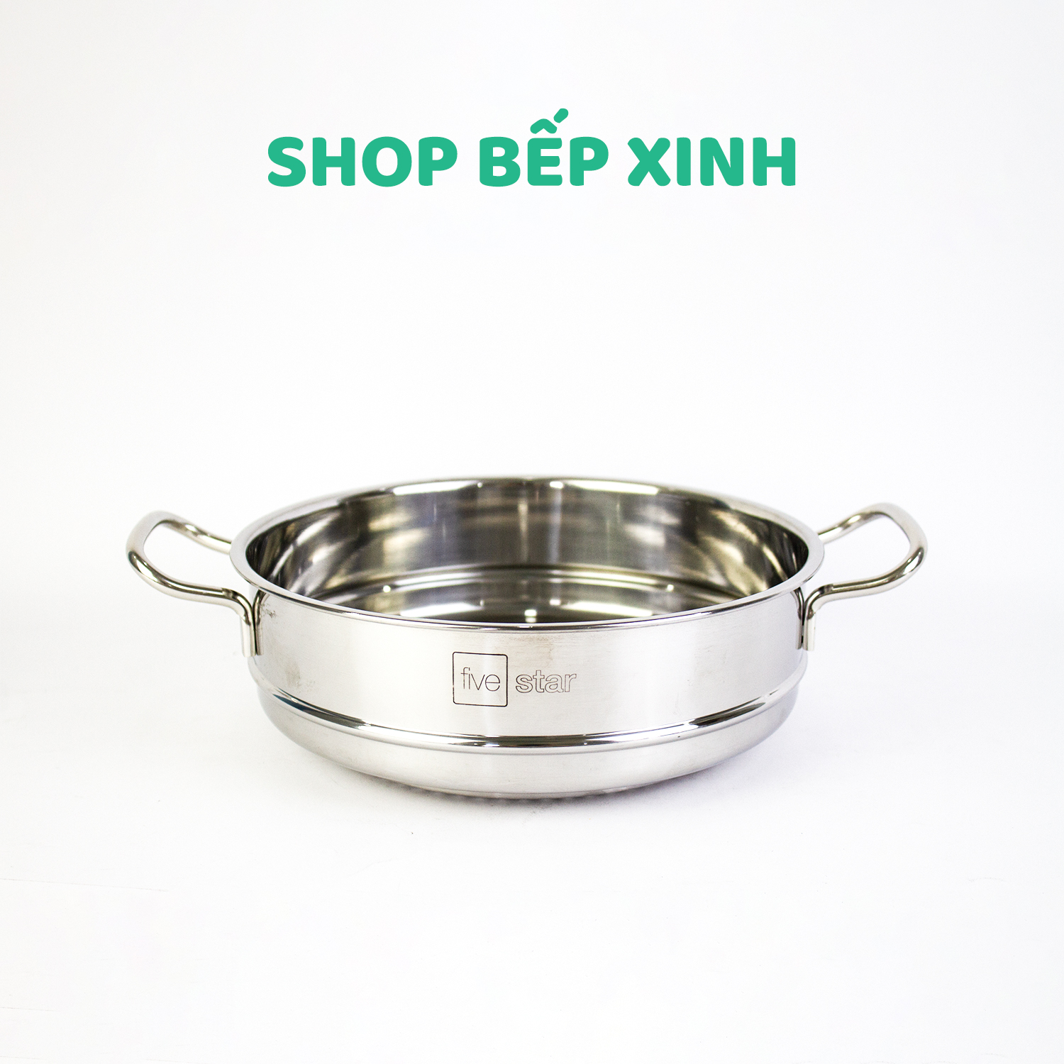 Bộ nồi xửng hấp quánh chảo caro inox 430 bếp từ 3 đáy Five Star 5 món