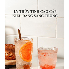 Ly thủy tinh vân nhám chịu nhiệt cao cấp sang trọng 300ml