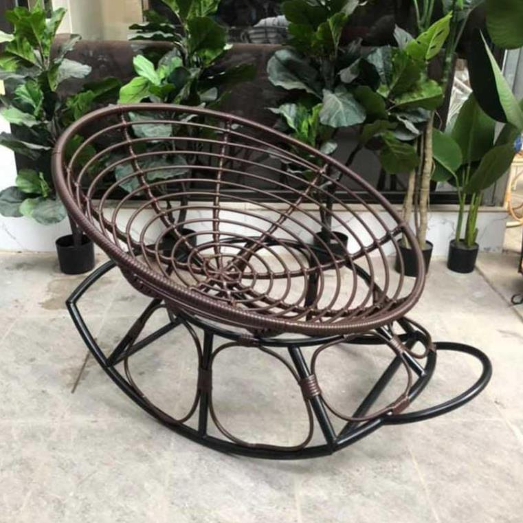 Hàng Cao Cấp Ghế lười bập bênh nệm tròn thư giãn, đọc sách Papasan khung sắt mây nhựa - Giá Tại Xưởng