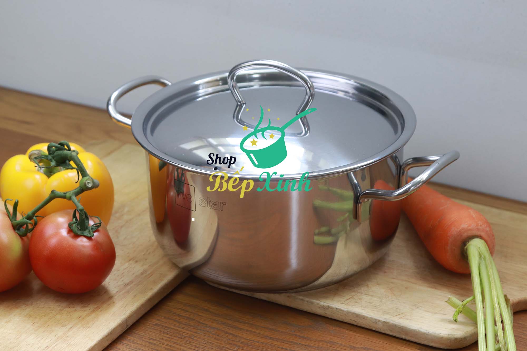Nồi inox bếp từ 3 đáy Fivestar Nắp Inox - Tặng 1 Muỗng Canh Inox (sw)