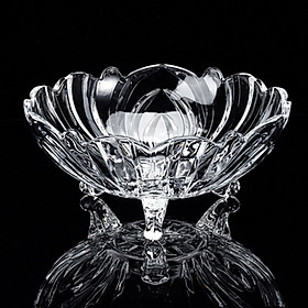 Khay bát thủy tinh pha lê ba chân trong suốt trưng bánh kẹo trái cây loại 24.2cm x 10.5cm