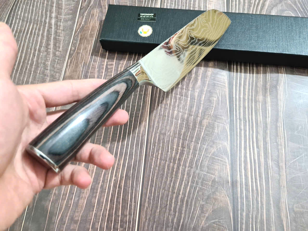 DAO - DAO BẾP NHẬT BẢN SANTOKU THÉP DAMASCUS MÃ A11 DT116 nt topcomshop vn