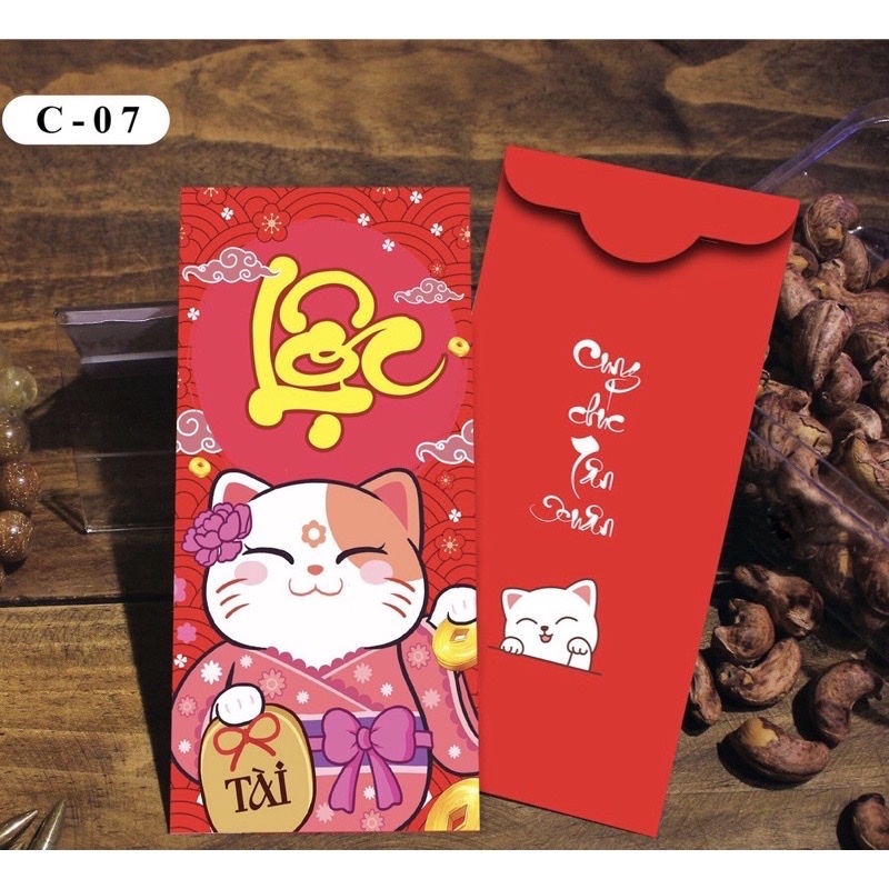 Com bo 10 xấp 100 bao xì xì Tết truyền thống đa dạng nhiều màu , nhiều mẫu dễ thương và cute