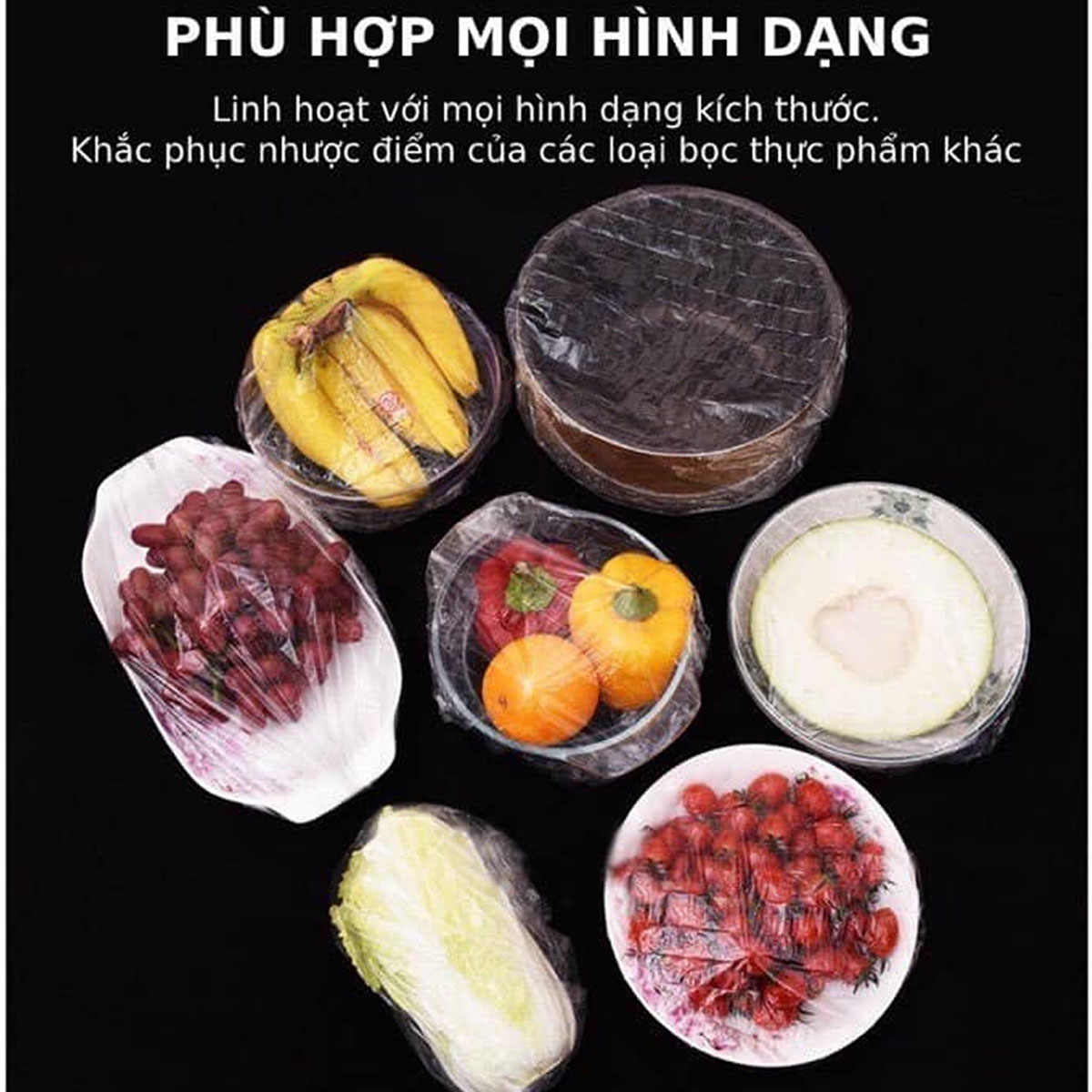 100 Túi Màng Bọc Thực Phẩm Thông Minh PE An Toàn Túi Gấu Có Chun Bọc Đồ Ăn Co Giãn Siêu Dai Cao Cấp Chính Hãng Dododios