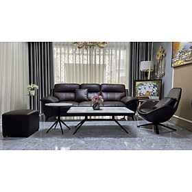 Combo ghế sofa da bò Italy Juno sofa màu nâu – SFCT01 2m hàng cao cấp chuẩn da bò nhập khẩu Ý