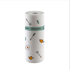Giấy lau nhà bếp đa năng 50 tờ, Cuộn giấy lau bếp siêu dai giặt tái sử dụng được, Cọc gỗ để cuộn giấy