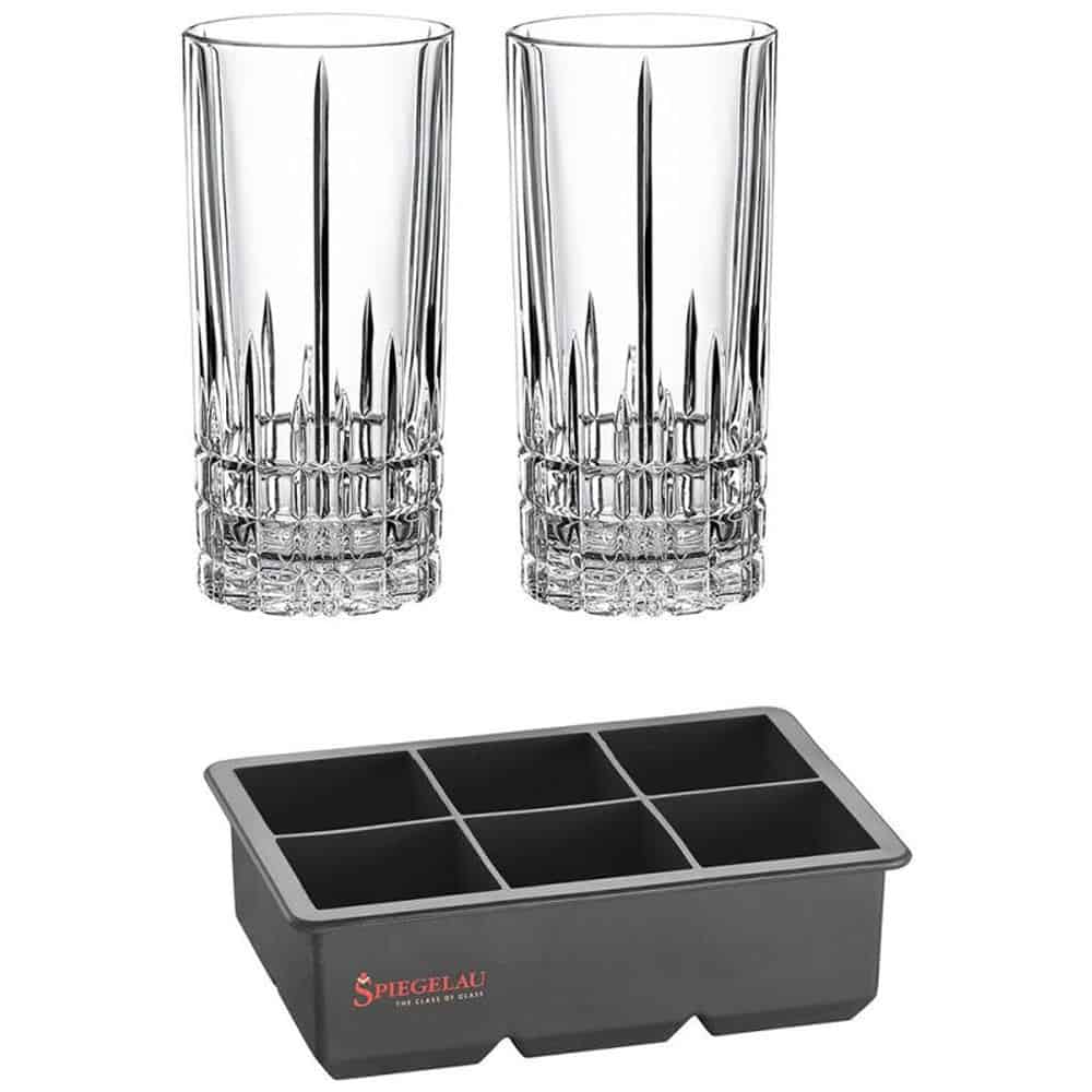 Bộ 2 Cốc Pha Lê Và Khay Đá Spiegelau 4500279 Perfect Ice Cube Hàng chính hãng