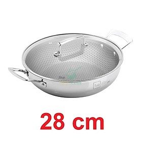 Chảo tổ ong sâu lòng 2 quai Blackcube FiveStar Plush 3 lớp đáy liền inox 304 ( 24cm / 26cm /28cm ), tặng 1 sạn inox