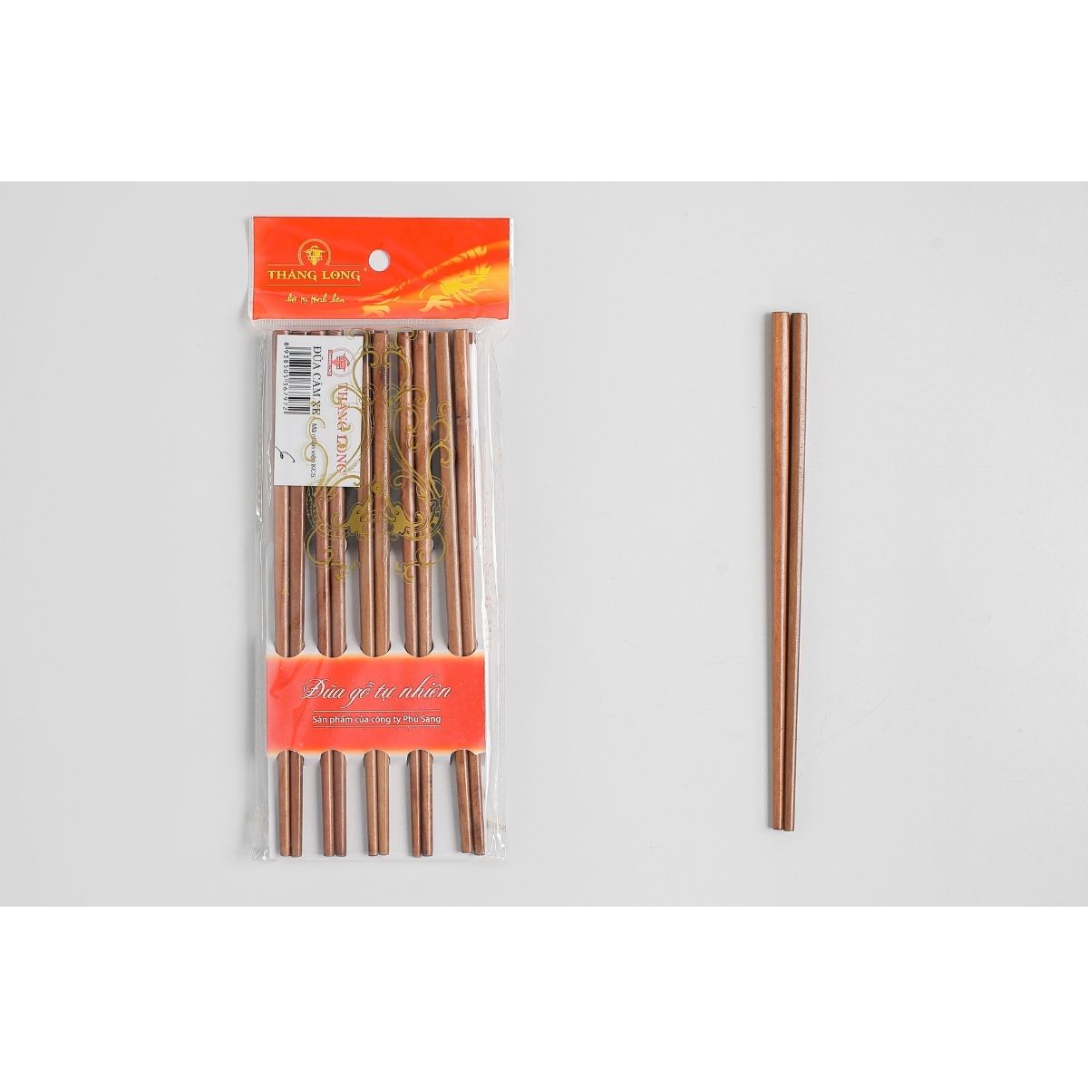 Bộ 10 đôi đũa gỗ căm xe Thăng Long PHUSANG được làm từ gỗ tự nhiên không phủ PU dùng trong nhà hàng khách sạn và bàn ăn
