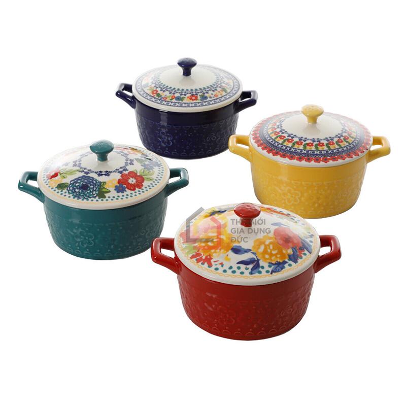 Sét 4 nồi sứ mini The Pioneer Woman Floral Medley Hàng chính hàng
