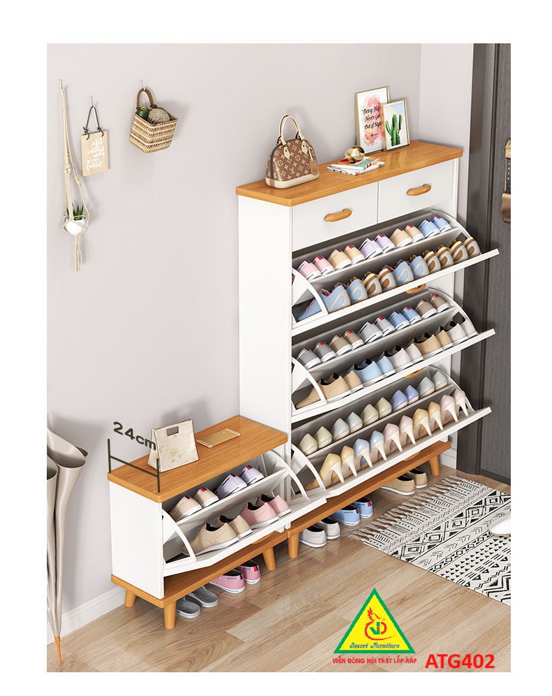 Tủ Giày Hiện Đại Nhiều Ngăn Để Giày, Tiết Kiệm Diện Tích ATG402 - Nội thất lắp ráp Viendong Adv