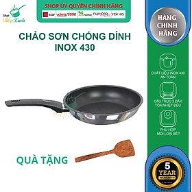 Chảo inox chống dính bếp từ Fivestar (16/20/22/24/26/28cm) tặng 1 sạn dừa,  bảo hành 5 năm