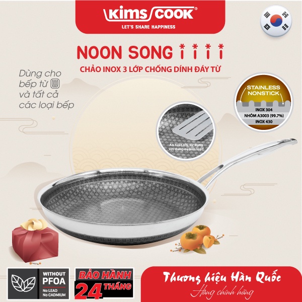Chảo chống dính 2 mặt hoa tuyết bếp từ cào không xước Kims Cook Noon Song Hàn Quốc - 20cm/22cm/24cm/26cm/28cm/30cm/32cm