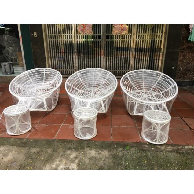 Hàng Cao Cấp Ghế lười bập bênh nệm tròn thư giãn, đọc sách Papasan khung sắt mây nhựa - Giá Tại Xưởng