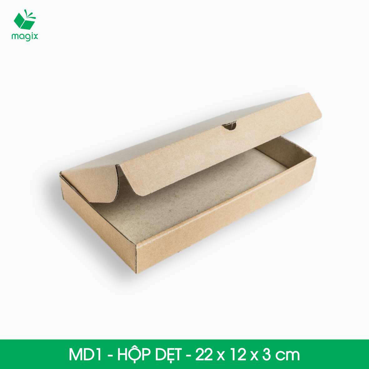 MD1 - 22x12x3 cm - 50 Thùng hộp carton trơn đóng hàng