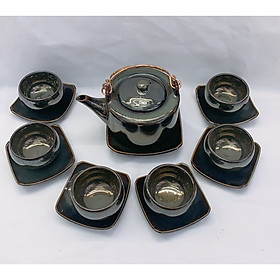 Bộ ấm chén pha trà gốm sứ men hỏa tiến - ANTH690