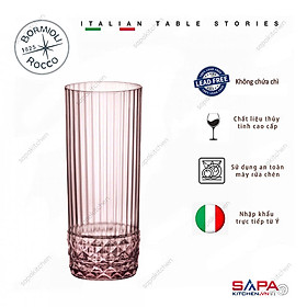 Bộ 6 ly thủy tinh cao cấp America20s 400ml màu hồng - Bormioli Rocco - Italy