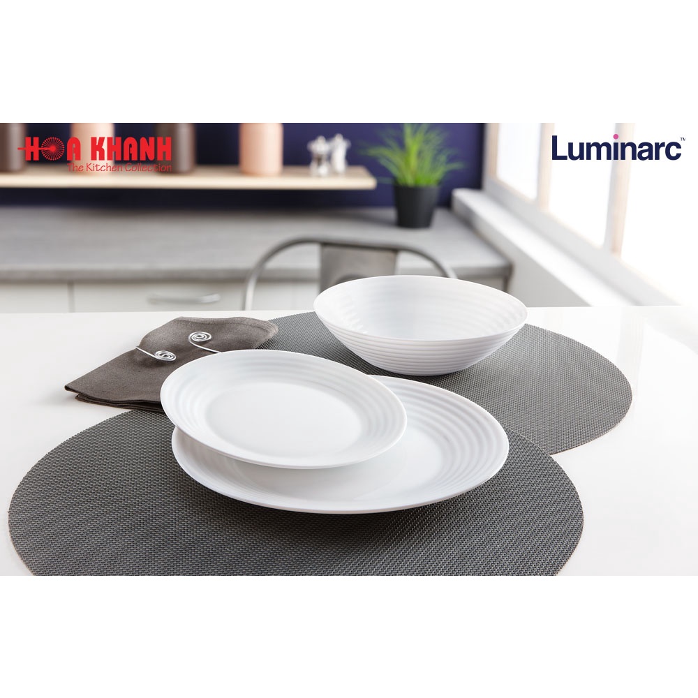 Đĩa Thủy Tinh Luminarc Diwali Harena 25cm cường lực, chịu nhiệt đựng thức ăn - Bộ 3 đĩa - L1839
