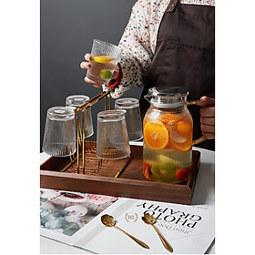 Bình cốc thuỷ tinh phong cách NORDIC kiểu kẻ Sọc | BỘ BÌNH CỐC BOROSILICATE SIÊU NHẸ - CHỊU NHIỆT - CƯỜNG LỰC