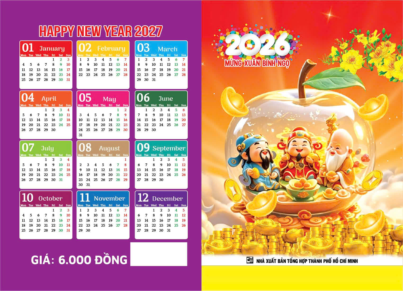 Bộ Combo 10 Lịch Túi Năm 2026 - Bính Ngọ