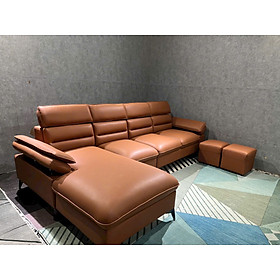Sofa phòng khách Tundo da góc NK2025 đầu bật KT 3m1 x 1m8 kèm 2 đôn vuông