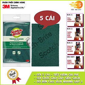  Gói 5 miếng cước rửa chén siêu sạch, sợi cước cao cấp loại lớn 150x100mm Scotch-Brite 3M SB-CRKM-G5 - đa năng, 3 tác động làm sạch, độ bền cao, công nghệ độc quyền