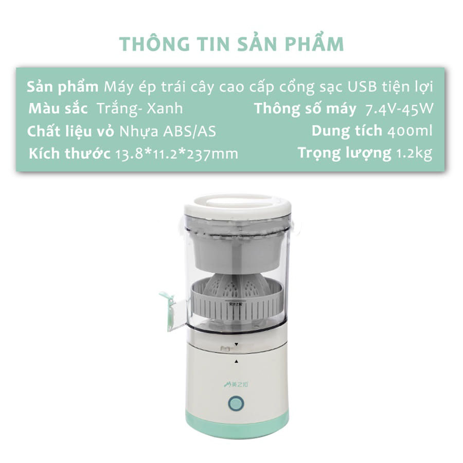 Máy Vắt Cam Tự Động-Máy Ép Hoa Quả Đa Năng Sử Dụng Sạc USB Tiện Lợi