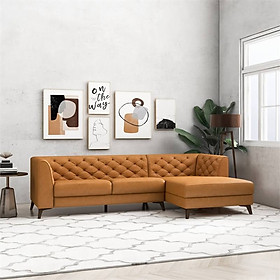 Sofa da phòng khách góc L MSF09 Tundo thiết kế tân cổ điển