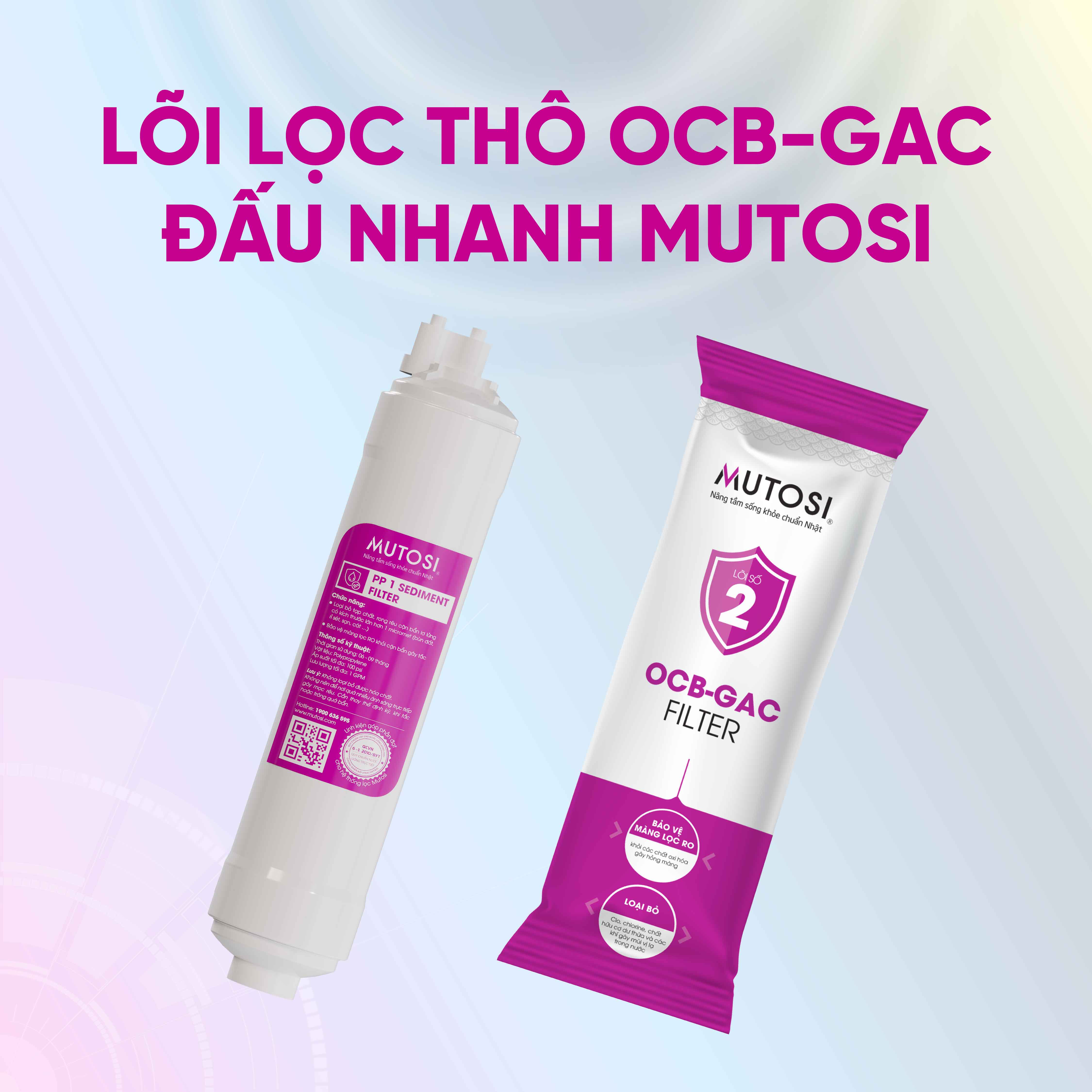 Combo 8 lõi lọc nước - Hàng chính hãng Mutosi (hệ lõi thô đúc nối nhanh)