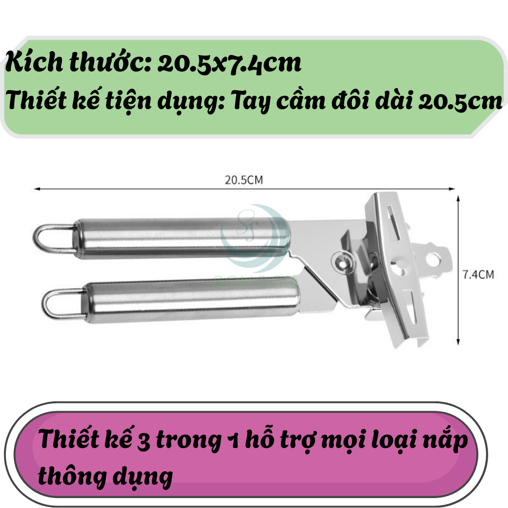 Dụng cụ mở hộp đa năng 3 trong 1- Kềm mở nắp lon inox cao cấp- Mở hộp, mở bia, mở nắp vặn tiện dụng- Dụng cụ khui đồ hộp thép không gỉ- Cần kẹp mở hộp đa năng tay cầm đôi