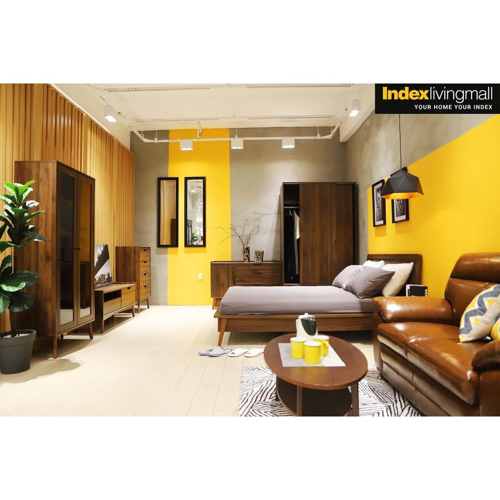 Ghế sofa đôi KURT khung gỗ và chân thép, đệm bọc vải cao cấp màu cam nổi bật