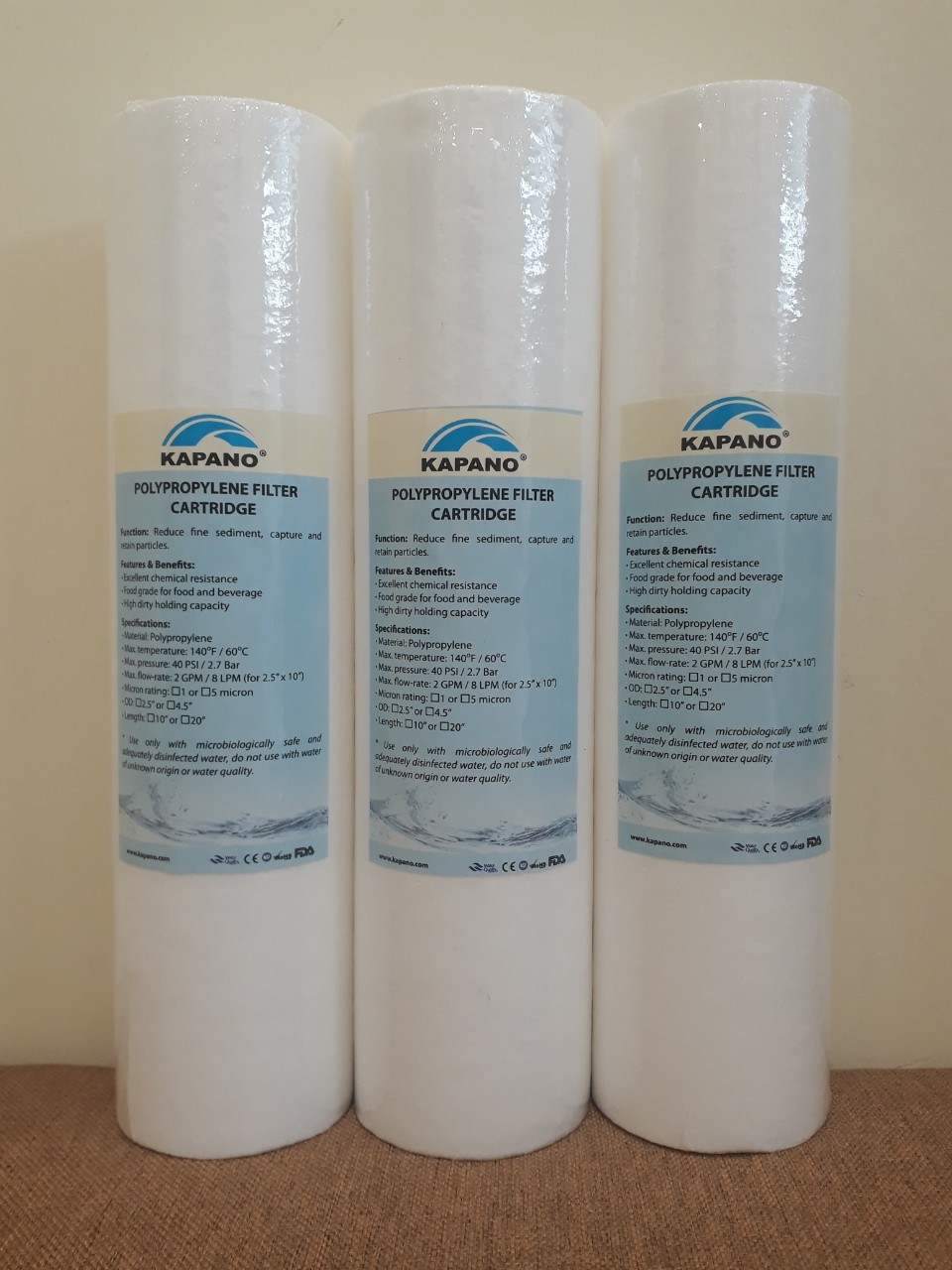 Lõi lọc cặn Polypropylene 5 micron 10 inch Kapano - Hàng chính hãng
