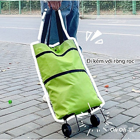 Xe kéo đi siêu thị, xe đi chợ gấp gọn dạng túi có bánh xe kéo tiện lợi - màu sắc giao ngẫu nhiên