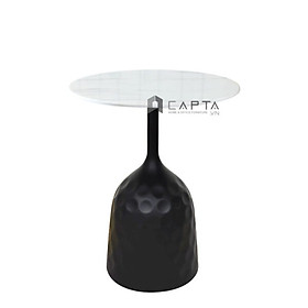 Bàn trà TS0946-04E Nội thất Capta Bàn sofa góc đá phiến trắng vân mây chân sắt sơn tĩnh điện đen