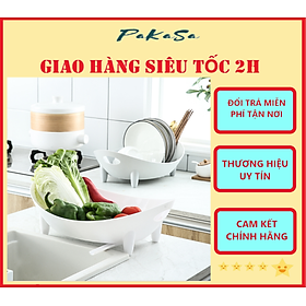 Rổ Giá Úp Bát Đĩa Thông Minh Hình Chiếc Thuyền Có Khay Hứng Nước - Đồ dùng nhà bếp thông minh PaKaSa - Hàng Chính Hãng 