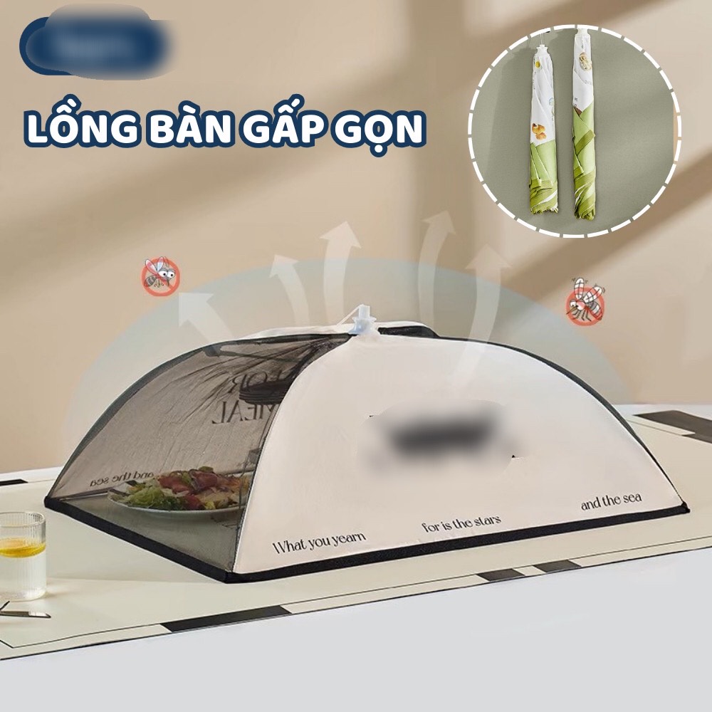 Chụp lồng bàn đậy thức ăn gấp gọn , giữ nhiệt và bảo vệ đồ ăn sạch sẽ , chất liệu an toàn có móc treo tiện lợi