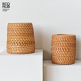 Cốc Mây Guột cắm Hoa khô / Văn phòng phẩm / Decor. 10x9cm (Rattan Utensil Holder)