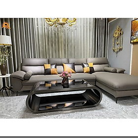 Sofa góc L da bò Italy Tundo màu xám – SFLCT01 3m3 x 1m9 hàng cao cấp chuẩn da bò nhập khẩu Ý