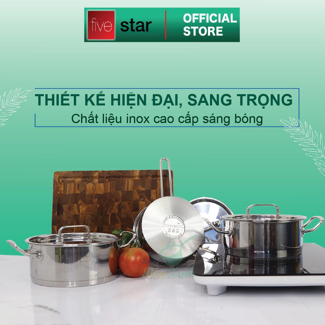 Bộ nồi quánh inox Fivestar 3 đáy từ nắp inox 3 món