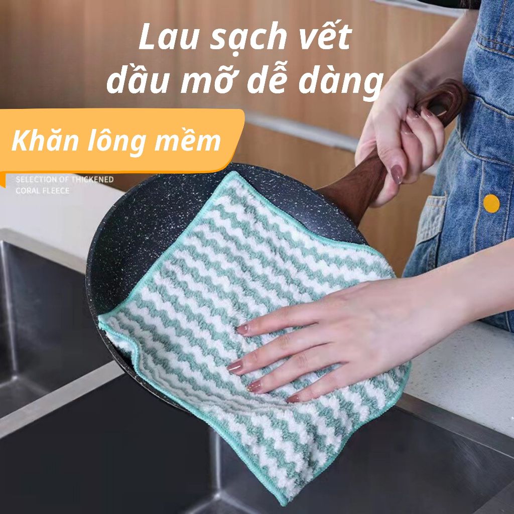 Combo 10 Khăn Lau Bếp Sọc Vằn Thấm Hút Tốt, Không Sổ Lông Rụng Sợi, Khăn Lau Đa Năng Lau Bát, Lau Bếp, Lau Chén