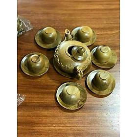 Bộ bình trà ( ấm chén ) bằng gỗ bách xanh tự nhiên 