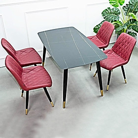Ghế phòng ăn LUX Ghế tiếp khách ghế cafe thân bọc nệm da / simili ( màu be, màu đen, màu đỏ đô, màu trắng ) chân thép sơn tĩnh điện bọc ống đồng đẹp cao cấp hiện đại  HCM