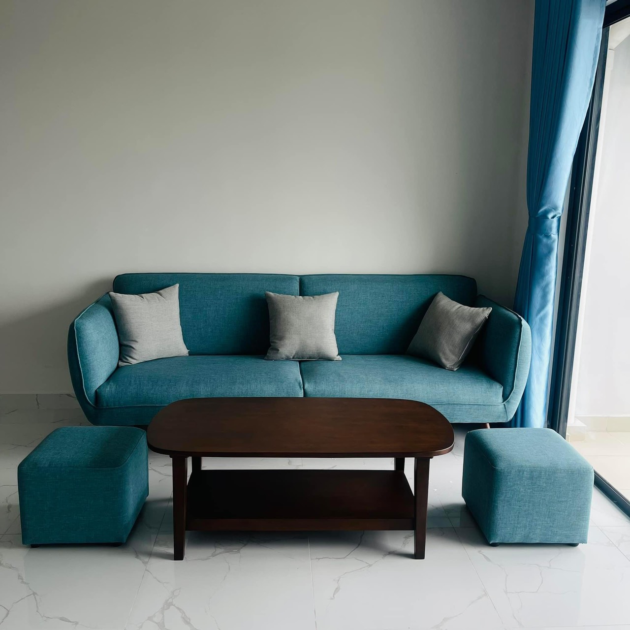Bộ sofa băng 2 đôn Juno Sofa băng gỗ kiểu Nhật