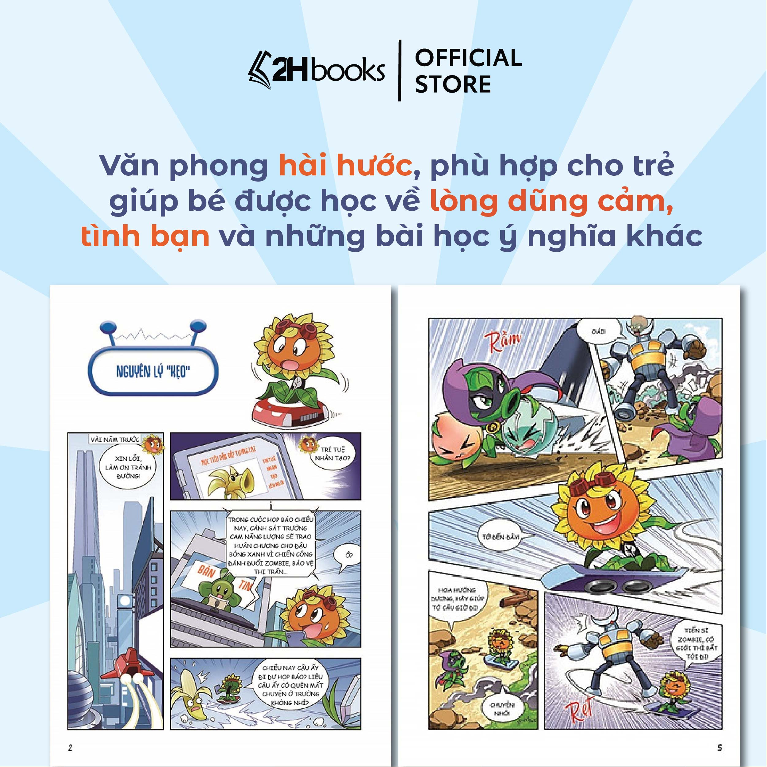 Sách Plants vs Zombies, Trái cây đại chiến zombie, Thế giới Robot, Truyện tranh cho bé, 2HBooks