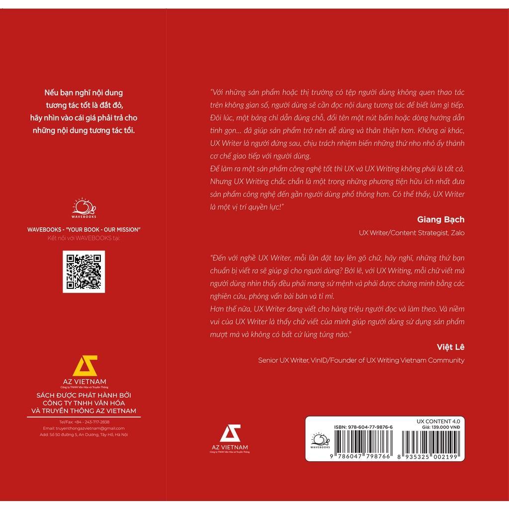 Sách UX CONTENT 4.0 Chọn Đúng Chữ, Giữ Người Dùng - Bản Quyền